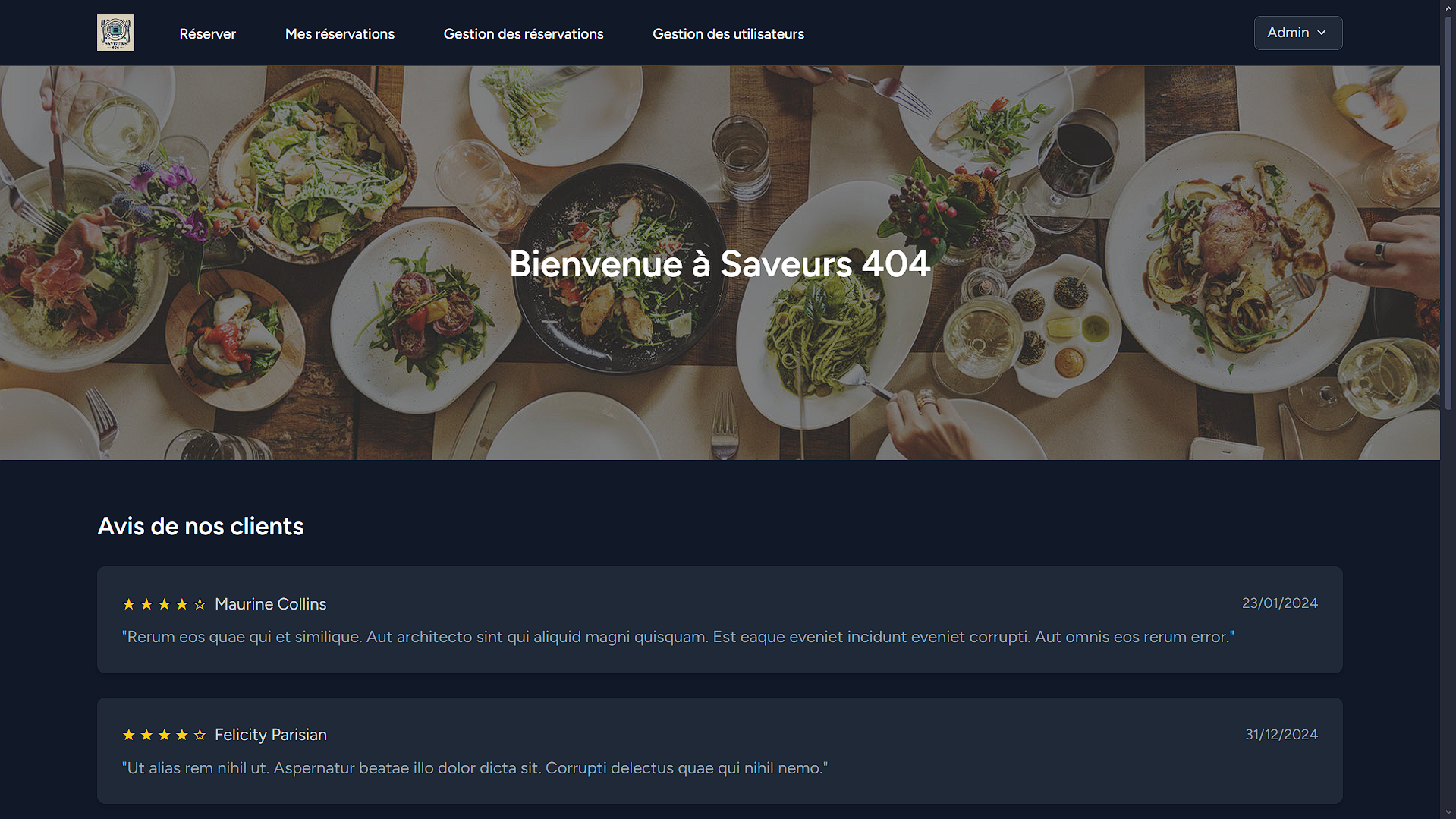 Création d'un site de réservation en ligne pour restaurant